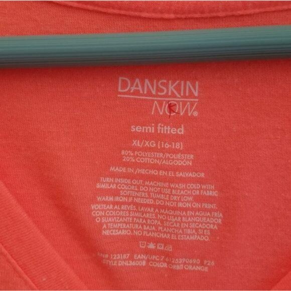 Danskin Now "Today Is My Day" Coral V-Neck T-Shirt XL gym casual workout tee - Picture 5 of 5